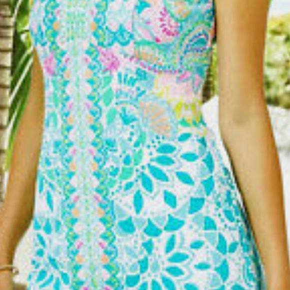 🎉HP 🎉Lilly Pulitzer Dress Sigrid Caribbean Citrus Shift Cruise Blue Pink 4 - Picture 3 of 10